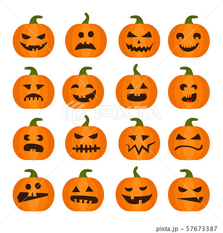 Halloweens Pumpkin Icons Set Stock Illustration