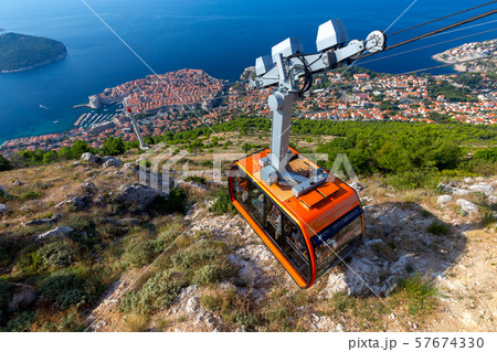 Panoramic aerial view of Dubrovnik on a sunny morning. 57674330