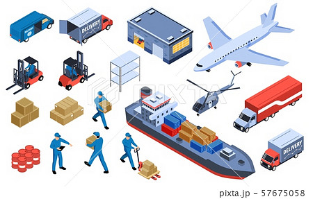 Logistic Transportation Isometric Set 57675058