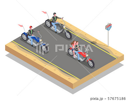 Bikers Isometric Composition Bikers Isometric Composition 57675186