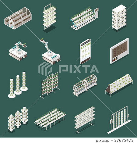 Modern Greenhouse Icons Set 57675475