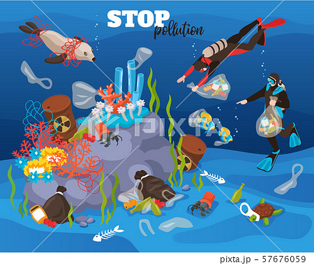 Water Pollution Isometric Background - Stock Illustration [57676059] - PIXTA