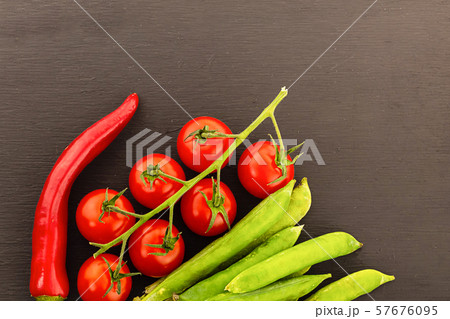 assorted vegetables fresh tasty chilli pepper long 57676095