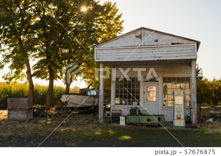 Remains of an abandoned gas station in Maryhill 57676875