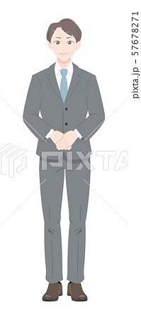 お辞儀 直立 ビジネス スーツ 男性 全身のイラスト素材