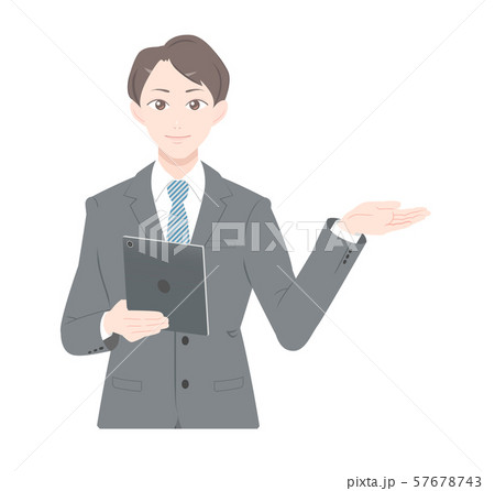 案内 タブレット ビジネス スーツ 男性 上半身 案内 タブレット ビジネス スーツ 男性 上半身 57678743