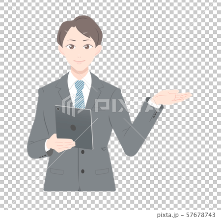 案内 タブレット ビジネス スーツ 男性 上半身 案内 タブレット ビジネス スーツ 男性 上半身 57678743