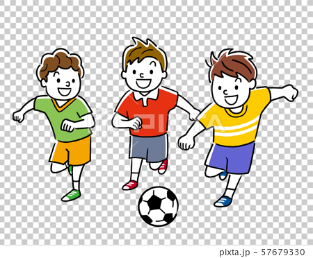 イラスト素材 サッカーをして遊ぶ子供たちのイラスト素材