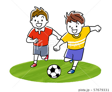 イラスト素材 サッカーをして遊ぶ子供たちのイラスト素材