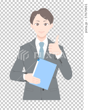 GOOD　ポーズ　書類　ビジネス　スーツ　男性　上半身 57679601