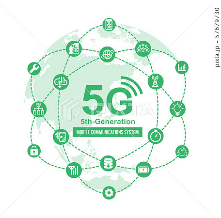 5g 次世代モバイル高速通信 イメージイラストのイラスト素材