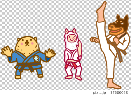 動物キャラ スポーツ オリンピック競技 武道のイラスト素材