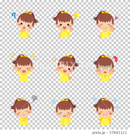 Ponytail Girl's Various Expressions Variety Set Ponytail Girl's Various Expressions Variety Set 57681121