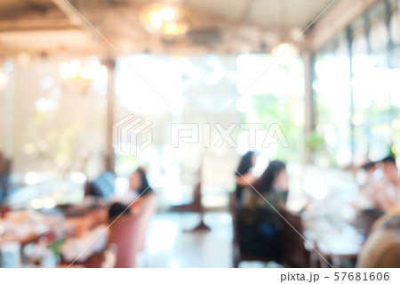 Blurred group of people drink coffee sitting inの写真素材 [57681606] - PIXTA