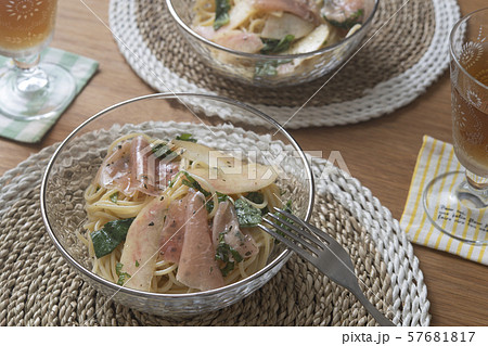 桃と生ハムと大葉の冷製パスタ 57681817
