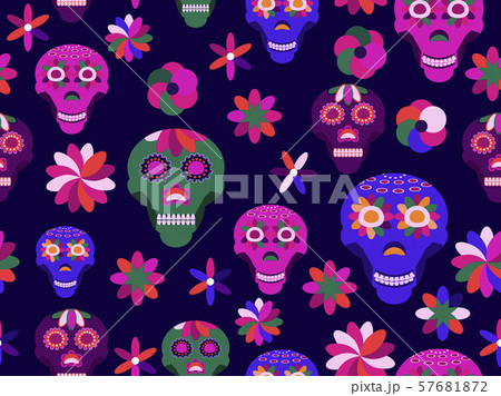 Day of the dead seamless pattern, skulls. Vector 57681872