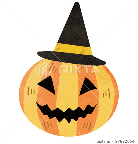 ハロウィン魔女帽子のかぼちゃ手描き風のイラスト素材
