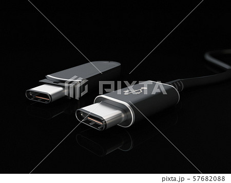 Usb Type C Or Usb 4 Connector Cable Line Art 3d のイラスト素材 5760