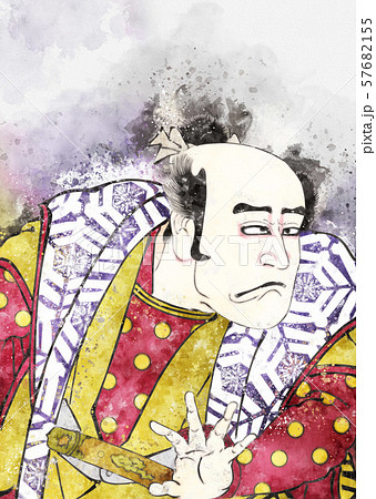 浮世絵 歌舞伎役者 その9 水彩のイラスト素材 浮世絵 歌舞伎役者 その9 水彩のイラスト素材