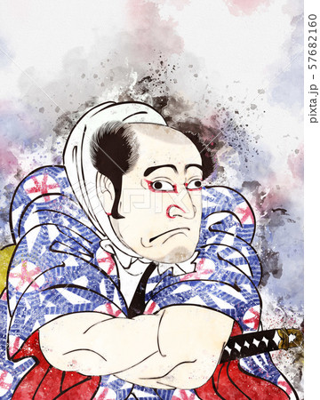 浮世絵 歌舞伎役者 その6 水彩のイラスト素材 [57682160] - PIXTA