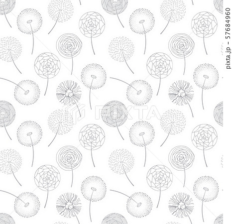 Hand drawn fluffy dandelion silhouettes seamless 57684960