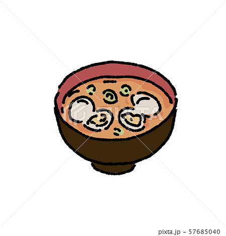 あさりのみそ汁 和食 イラスト 手描き のイラスト素材