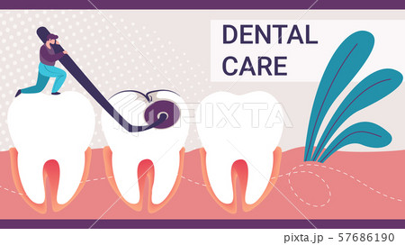 Tiny Man Dentist Holding Dentistry Mirror Banner Tiny Man Dentist Holding Dentistry Mirror Banner 57686190