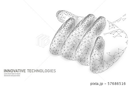 Low poly modern nail polish care technology. Innovative spa salon mani hand fingertips strengthener Low poly modern nail polish care technology. Innovative spa salon mani hand fingertips strengthener 57686516