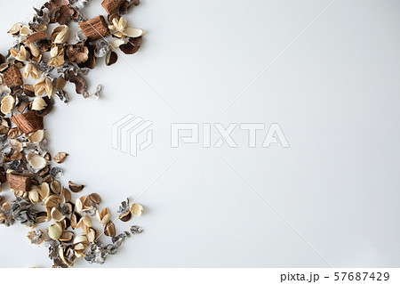 Flowers composition. Frame made of dried rose flowers on white background 57687429