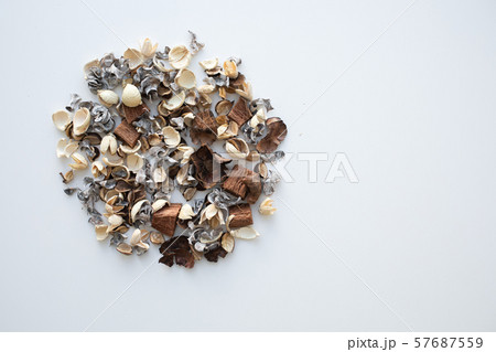 Flowers composition. Frame made of dried rose flowers on white background 57687559