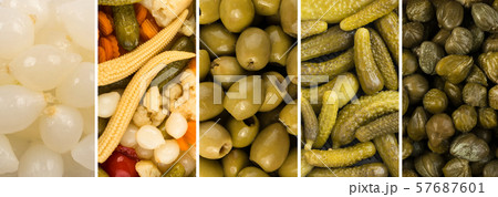 Various Pickled Food Collage with Marinated 57687601