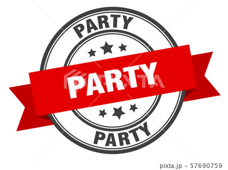 party label. party red band sign. partyのイラスト素材 [57690759] - PIXTA