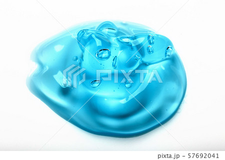 Cream gel transparent cosmetic sample texture with bubbles isolated on white background. Cosmetic 57692041