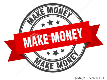 make money label. make money red band sign. make 57692151