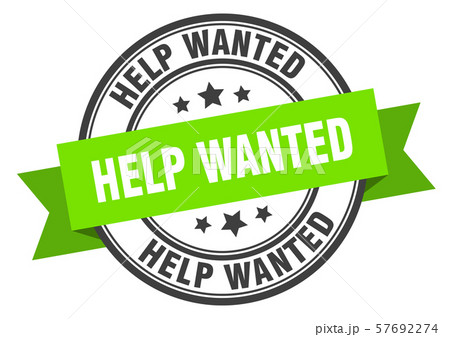 help wanted label. help wanted green band sign. 57692274