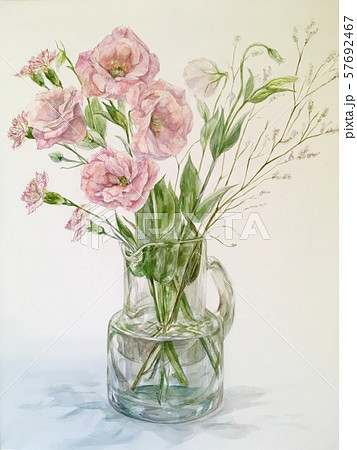 トルコキキョウ 花 花瓶のイラスト素材
