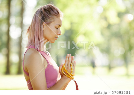 Woman listening to her mind Woman listening to her mind 57693581