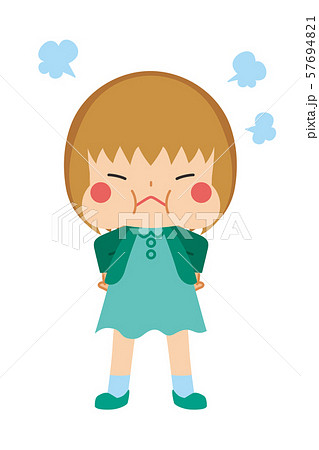 プンプン怒っているボブヘアの女の子 プンプン怒っているボブヘアの女の子 57694821