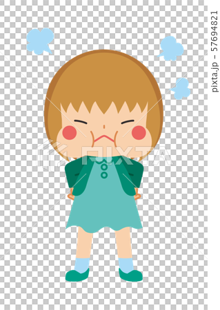プンプン怒っているボブヘアの女の子 プンプン怒っているボブヘアの女の子 57694821