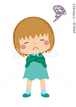 悩むボブヘアの女の子 57694823