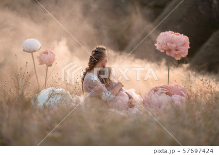 Mom and daughter in pink fabulous dresses look Mom and daughter in pink fabulous dresses look 57697424