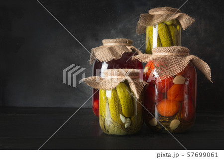 Canned fruits and vegetables,plum,cucumber,tomato. 57699061