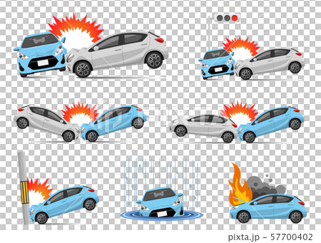 イラスト素材 車の事故 セットのイラスト素材 イラスト素材 車の事故 セットのイラスト素材