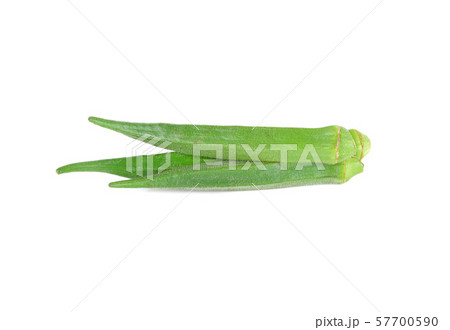 pile of fresh okra on white background 57700590