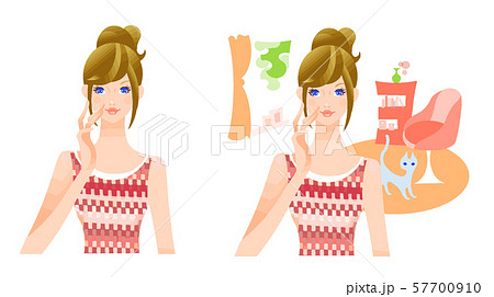 メイクする女性 57700910