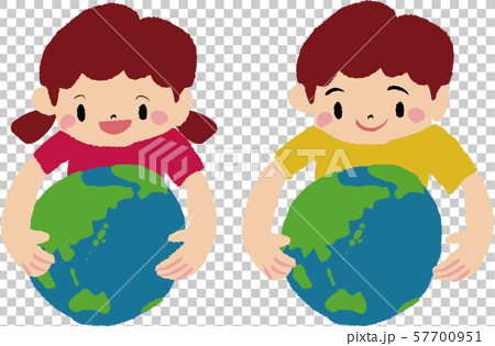 地球を抱きしめる子供のイラストのイラスト素材