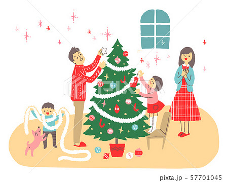 クリスマスツリーと家族 クリスマスツリーと家族 57701045