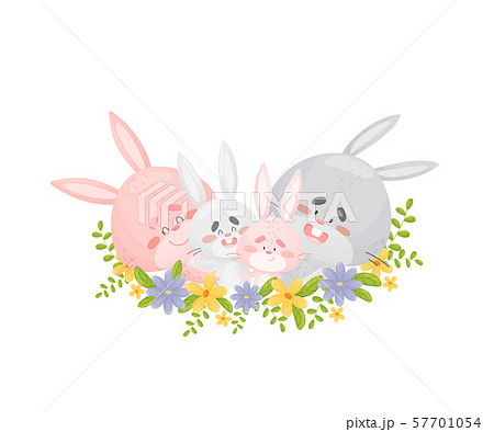 Family of cute hares. Vector illustration on a white background. Family of cute hares. Vector illustration on a white background. 57701054