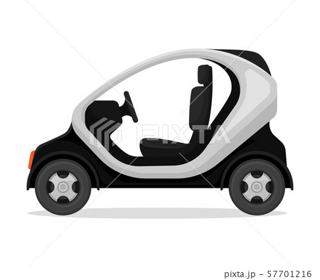 Police officer is a small electric car. Vector illustration on a white background. 57701216