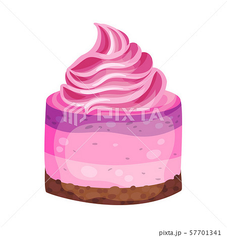 Round pink cheesecake. Vector illustration on a white background. 57701341